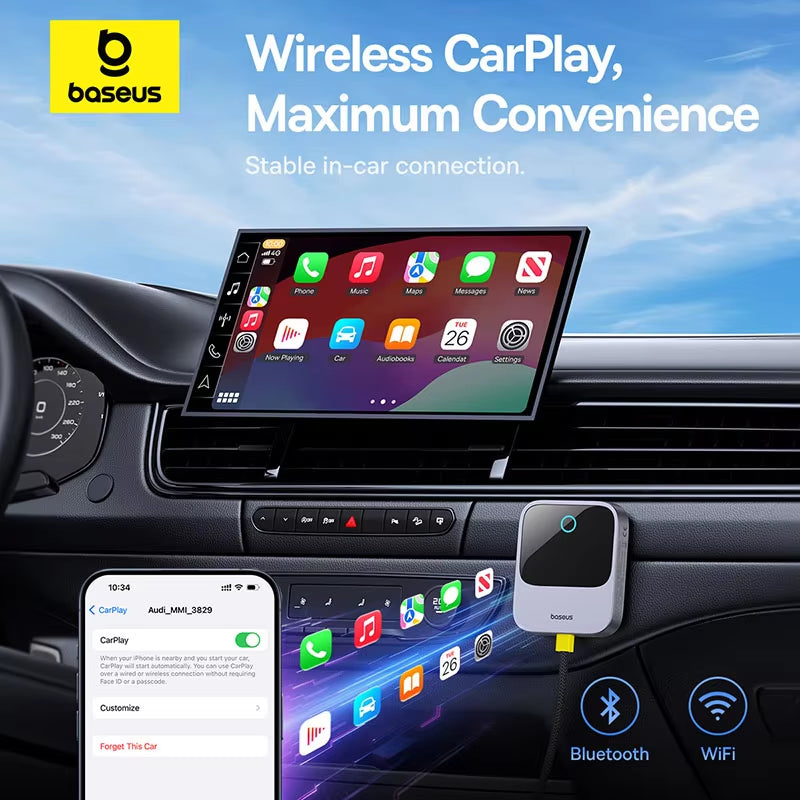 Wireless Carplay Wired to Wireless Carplay Adapter Auto Connect Car Intelligent Systems Plug&Play Bluetooth Smart Carplay