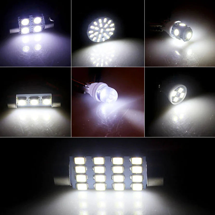 28Pcs Car Interior White Combo LED Map Dome Door Trunk License Plate Light Bulbs