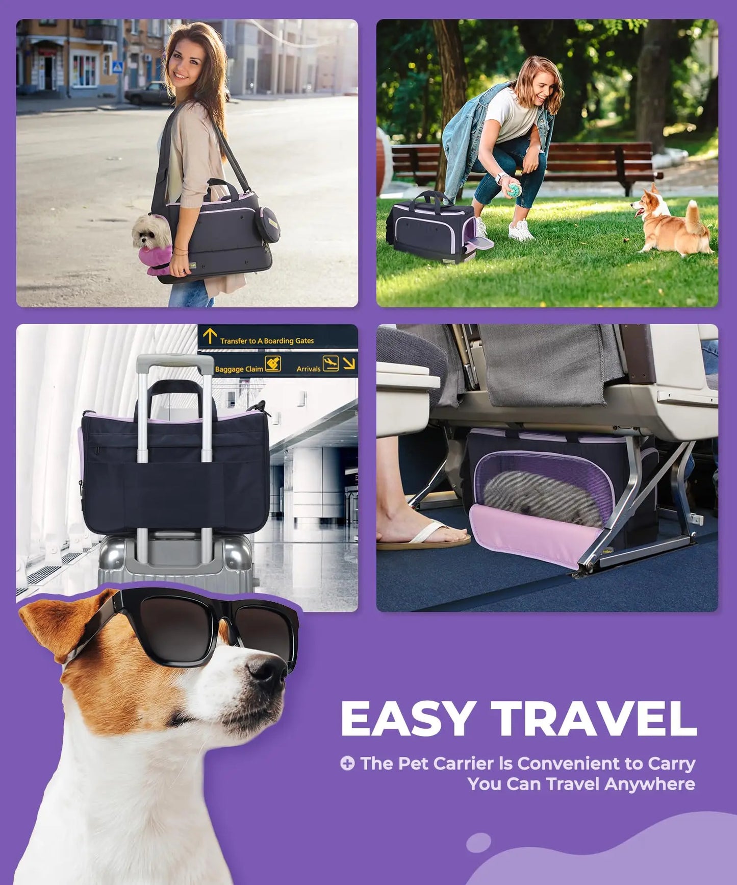 Pet Travel Carrying Bag Crossbody Bag Portable Puppy Pet Bag Handbag with Adjustable Shoulder Strap Small Pet Supplies