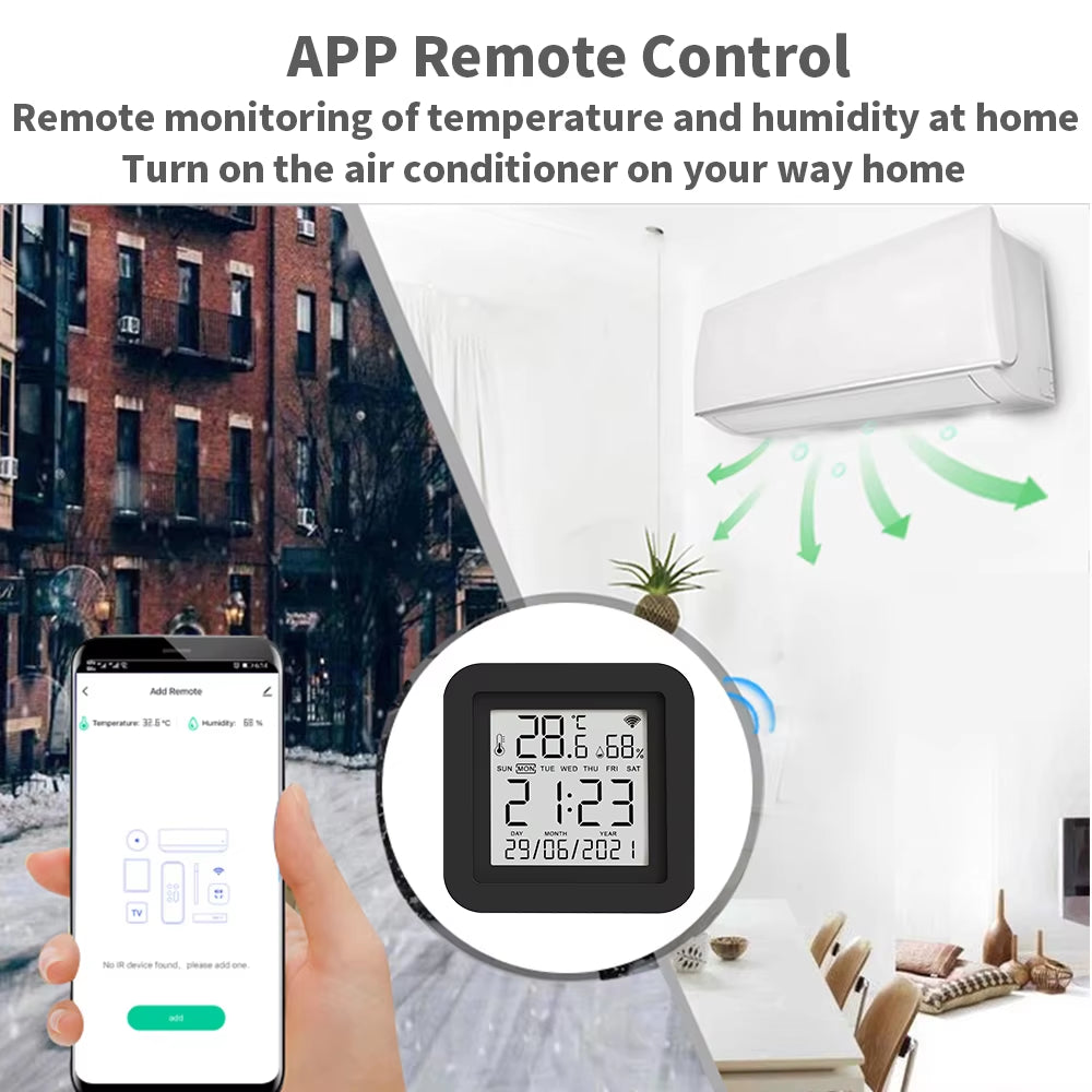 Smart Universal IR Remote with Temperature Humidity Sensor for Air Conditioner TV AC Works with Alexa Google Home Yandex