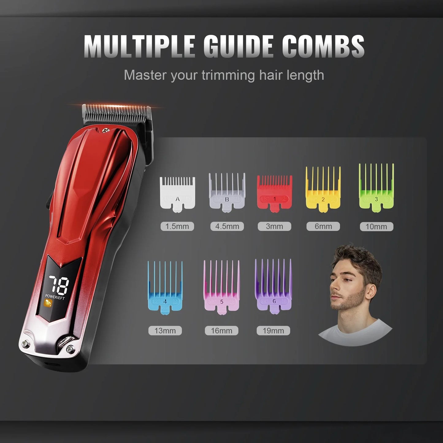 Professional Hair Clipper Men'S Barber Clipper 6800RPM with LCD Display
