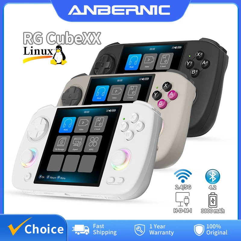 RG Cubexx Retro Handheld Game Console 3.95" IPS 720*720 Screen Linux 64Bit Support Wifi Bluetooth Streaming Video Games