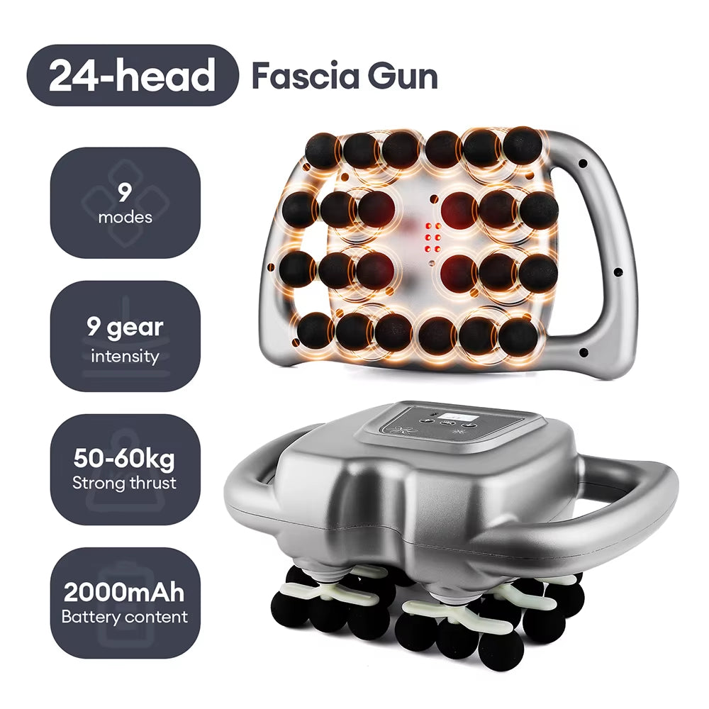 18/24 Heads Wireless Deep Tissue Massage Gun with Red Light Therapy for Muscle Relaxation - Ideal for Home Gym and Body Care