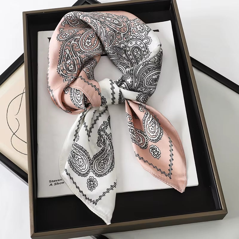 2025 New Fashion 70X70Cmprinted Women'S Scarf Pashmina Silk Scarf Square Shawl Decorative Headband Neck Luxury Design Bandana