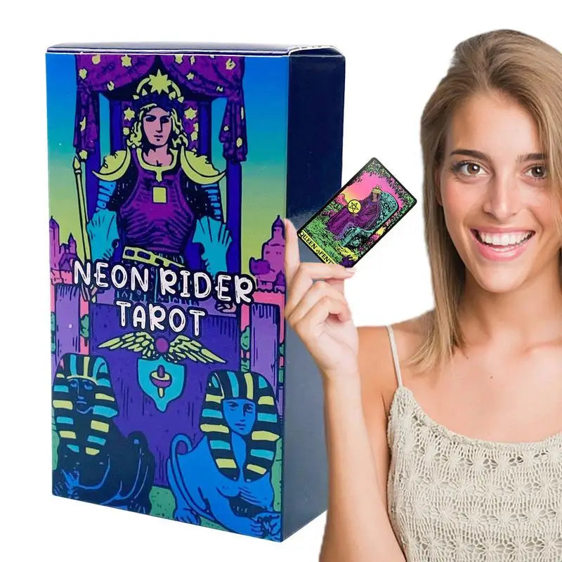 1 Box Neon Rider Tarot Cards 78PCS Original Tarot Deck for Tarot Reading Divination Fortune Telling Game in English Tarot