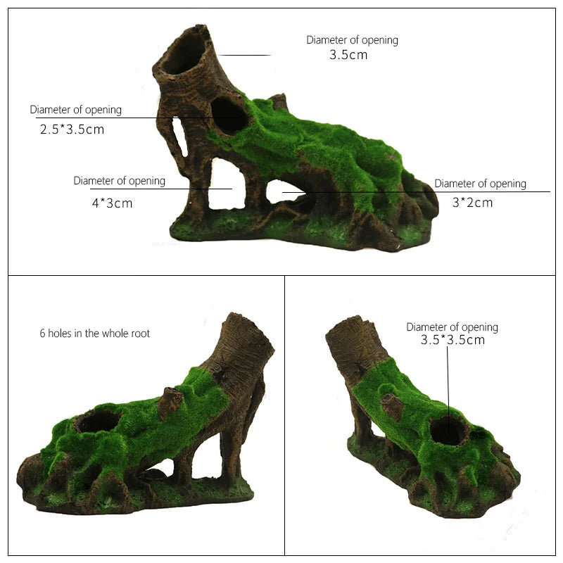 Fish Tank Reptile Box Landscaping Decoration Creative Resin Ornament Lizard Gecko Tree Root Hide Cave Amphibians Terrarium Decor