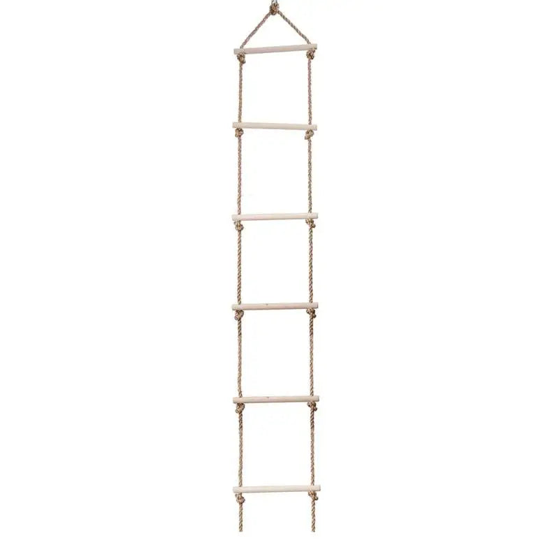 Children's Wooden Climbing Rope Ladder - 5-Level Indoor and Outdoor Swing Playground Toy