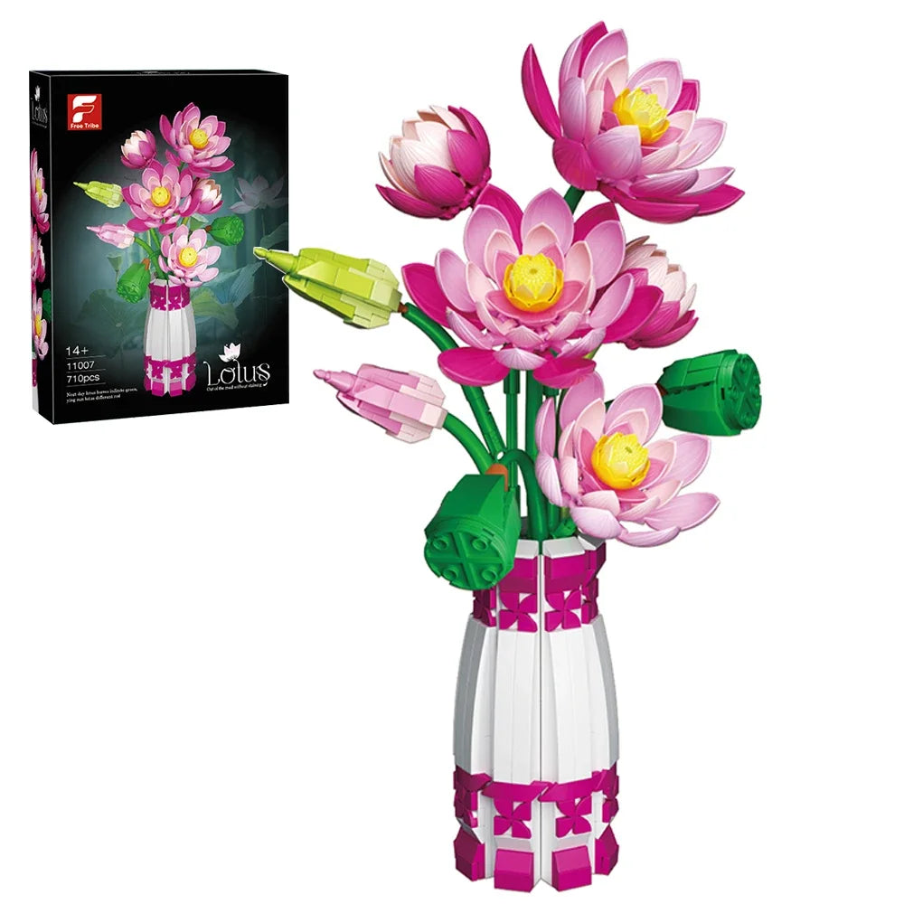 1009PCS Sunflower Building Blocks Flower Bouquet Vase Model Bricks Set Idea Home Decoration Kids Educational Toys Holiday Gifts