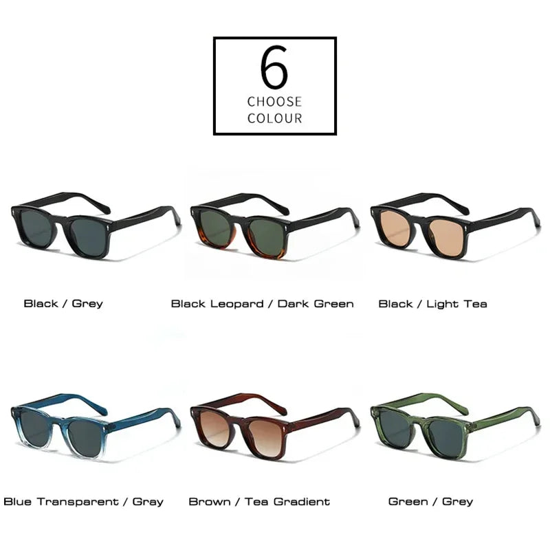 Retro Rivets Square Sunglasses Women Fashion Gradient Shades UV400 Men Green Black Sun Glasses