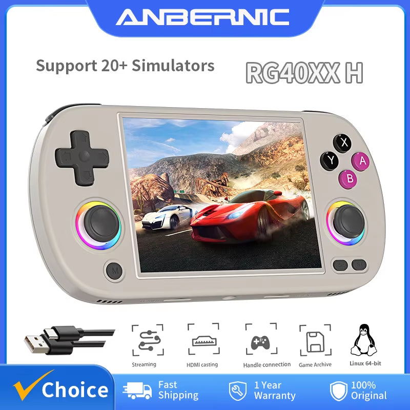 RG40XX H Handheld Game Console Linux 64-Bit System 4.0 Inch IPS 3200Mah Retro Video Gaming Console 64G 5000+ Games Gift