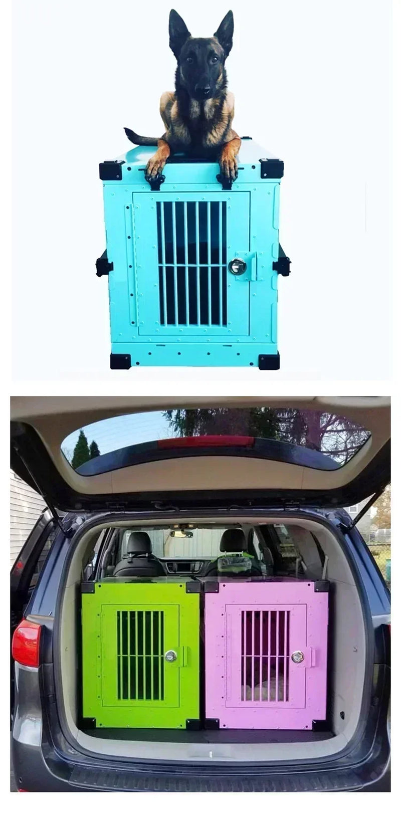 Heavy Duty Collapsible Dog Crate - Premium Aluminium Alloy for Medium to Large Breeds, Perfect for Travel and Camping