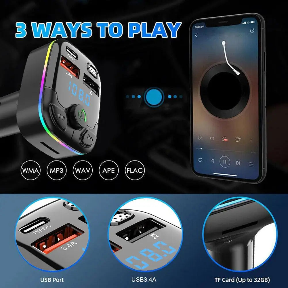 Car MP3 Player Fm Transmitter Wireless Bluetooth 5.0 Noise Reduction Audio Receiver Car Kit Handfree Dual Usb Car