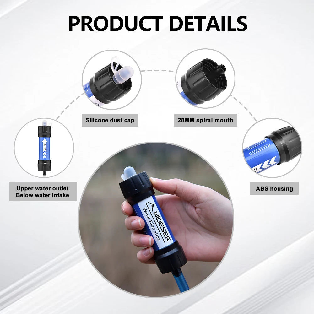 Camping Outdoor Water Purifier 0.01Micron Filtration Portable Reusable Straw Type Use of Highqualitymedical Hollow Fiber