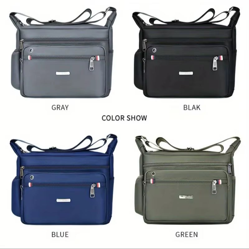 1Pc Men'S Large Capacity Oxford Cloth Casual Crossbody Bag, Travel Versatile Lightweight Shoulder Sling Bag