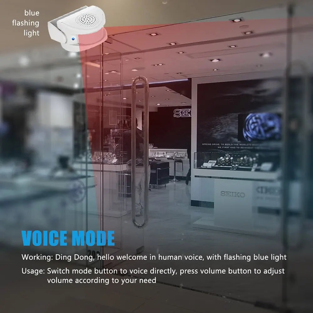 Wireless Guest Welcome Chime Alarm Door Bell PIR Motion Sensor for Shop Entry Company Security Protection Smart Doorbell