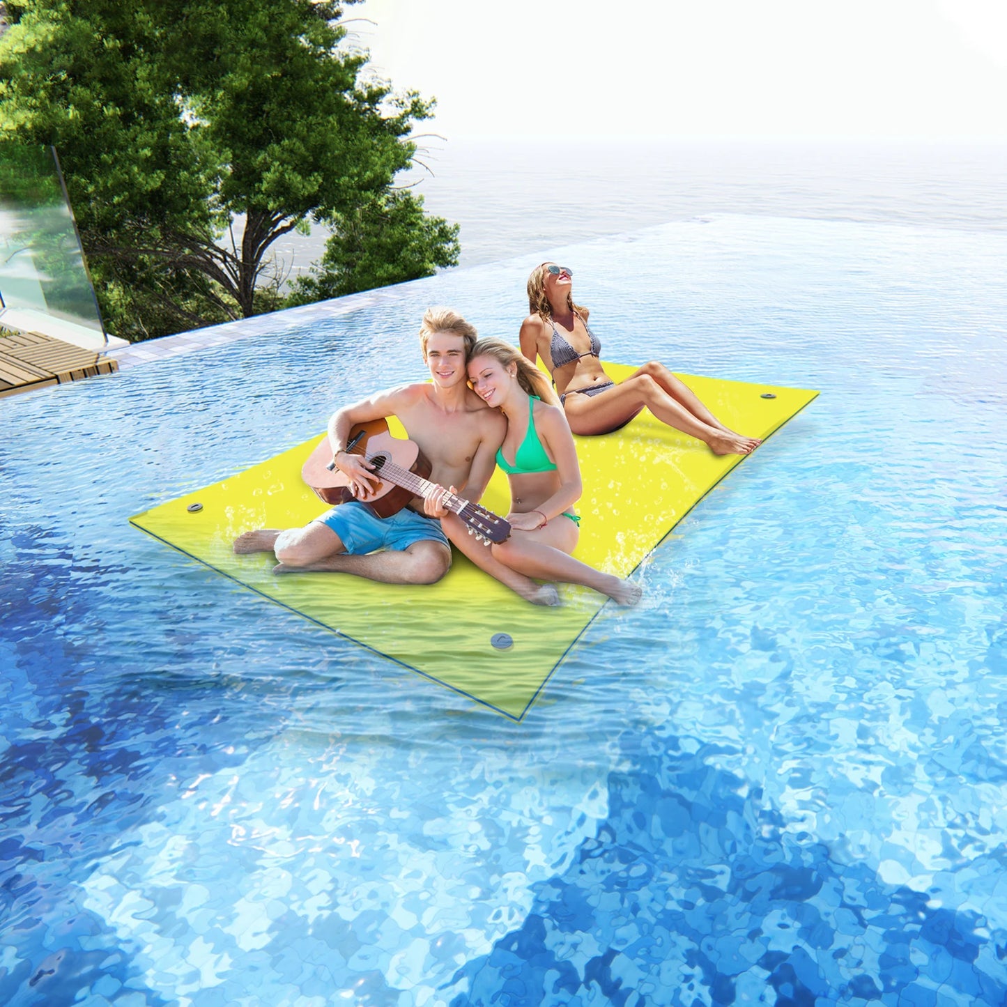 101"X69.5" Floating Water Pad Tear-Resistant XPE Foam Bouncy Water Floating Bed for Pool Beach Ocean Lake