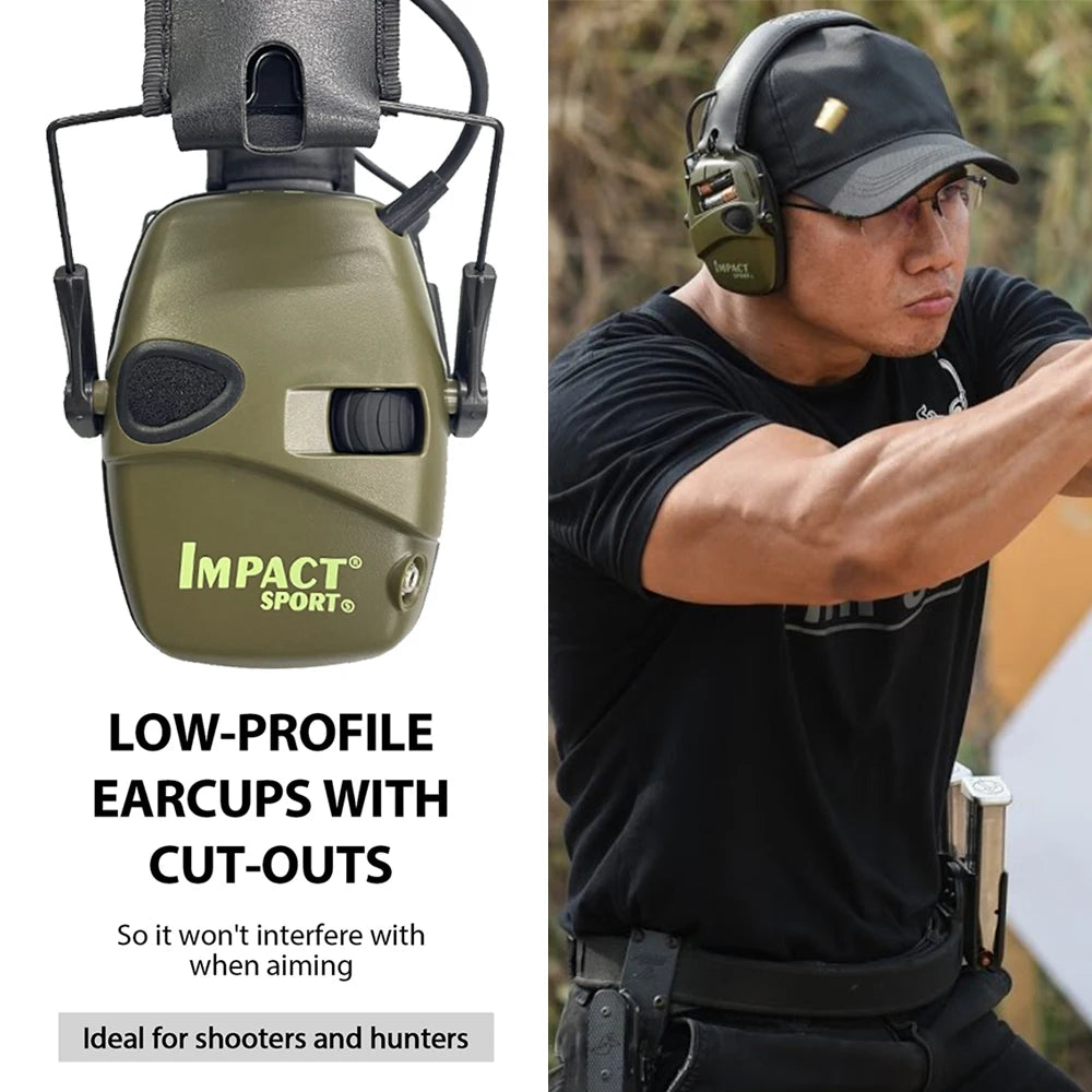 Shooting Electronic Ear Protection Safety Earmuffs Impact Noise Reduction Slim Hearing Protector for Huning Nrr22Db