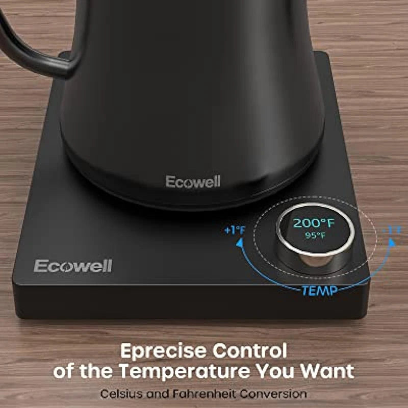 Gooseneck Electric Kettle, Gooseneck Kettle Electric Water Kettle Stainless Steel with Temperature Control, Pour over Kettle for Coffee and Tea, 1200W Quick Heating, 0.8L, Matte Black