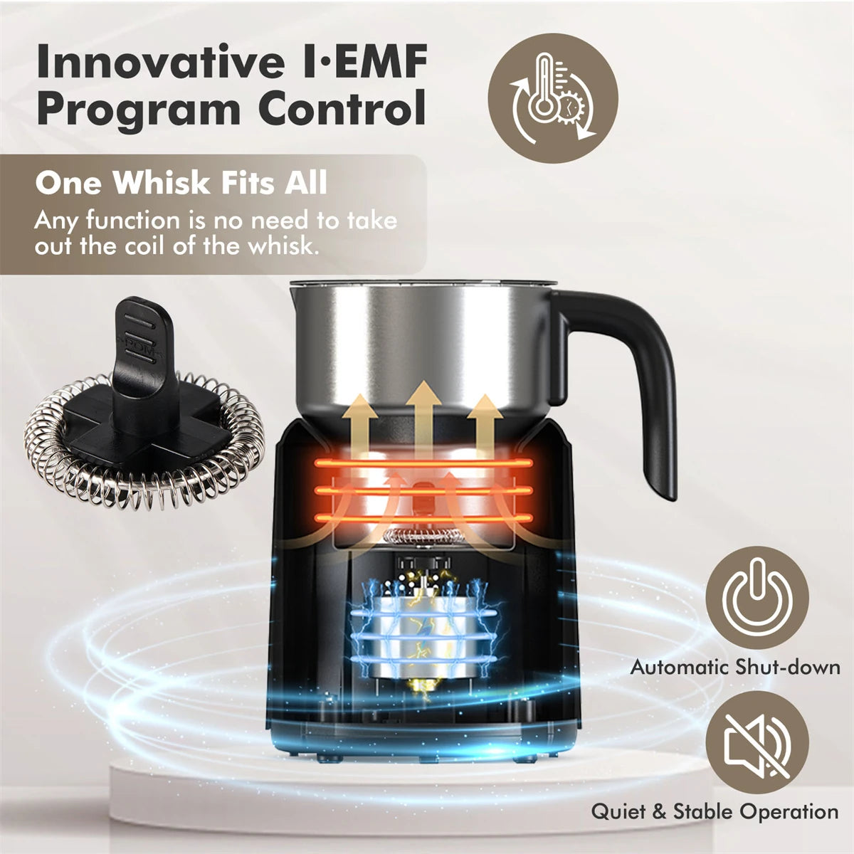 Electric Milk Frother and Steamer, 9 Functions for Milk Foam Hot and Cold, Hot Chocolate Maker, Milk Warmer for Coffee Latte Cappuccino Macchiato, Food Grade Stainless Steel Detachable Milk Heater