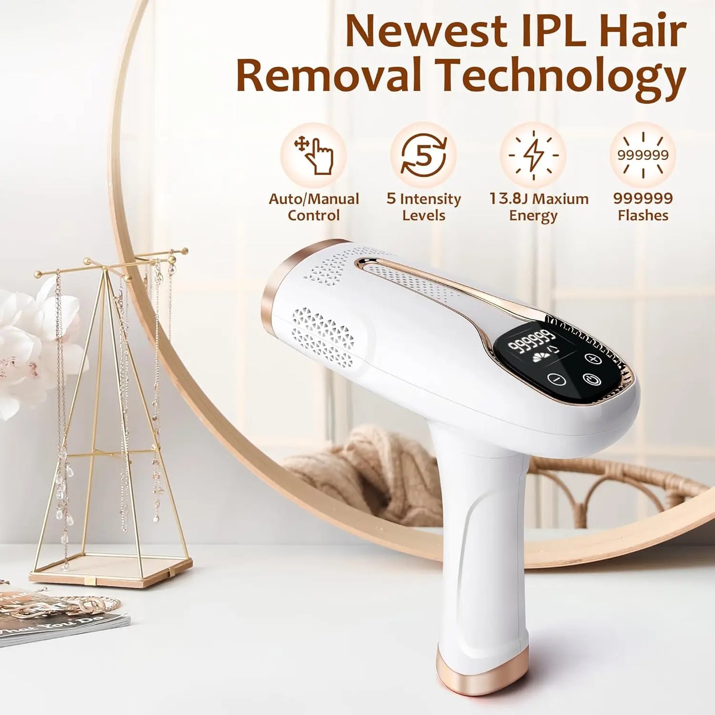 Women’S IPL Hair Removal System with 990000 Flashes Painless Laser Epilator for Home Use Body and Bikini