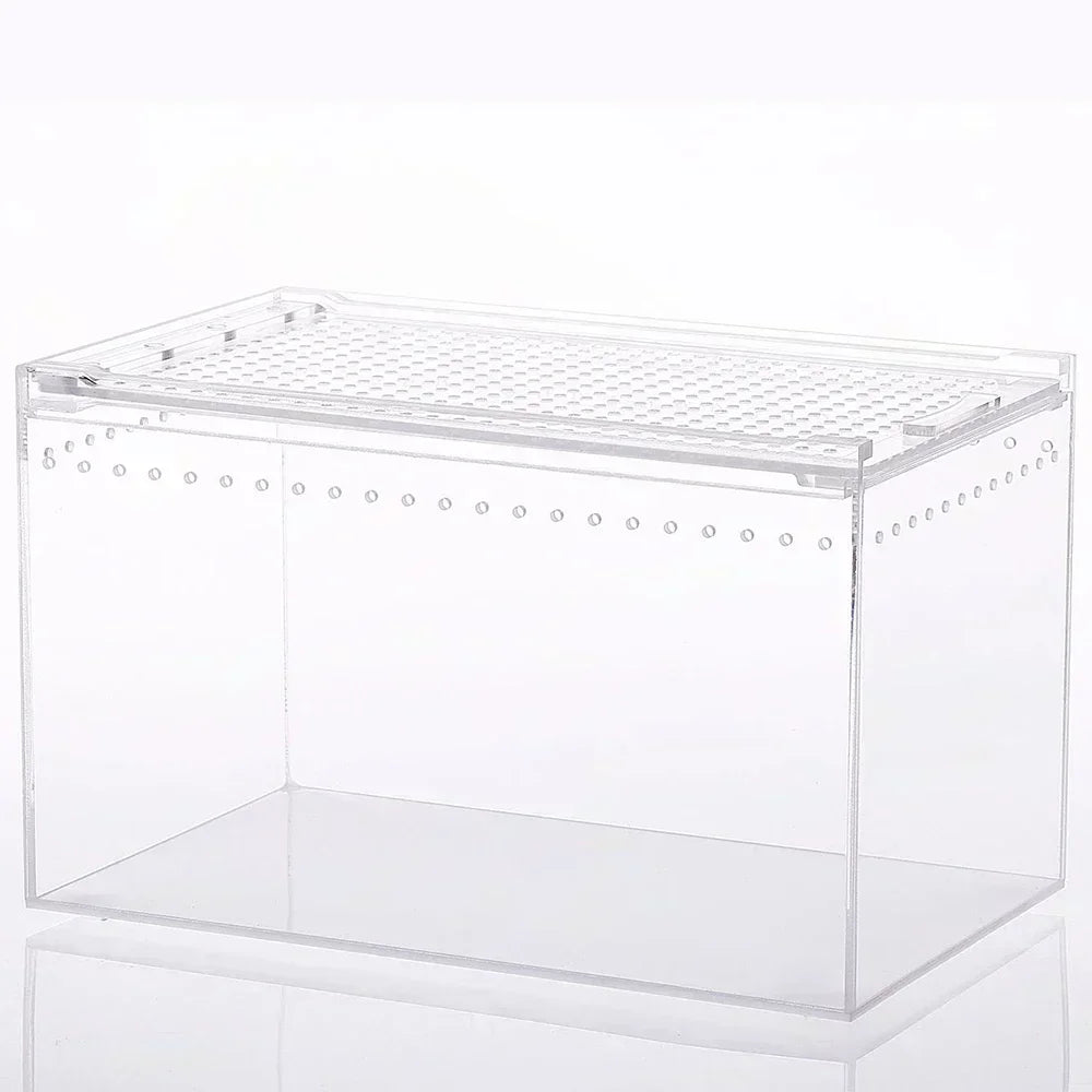 Transparent Acrylic Reptile Breeding Box Spider Lizard Amphibian Terrarium Leak-Proof Pet Habitat Arboreal Tarantula Enclosure