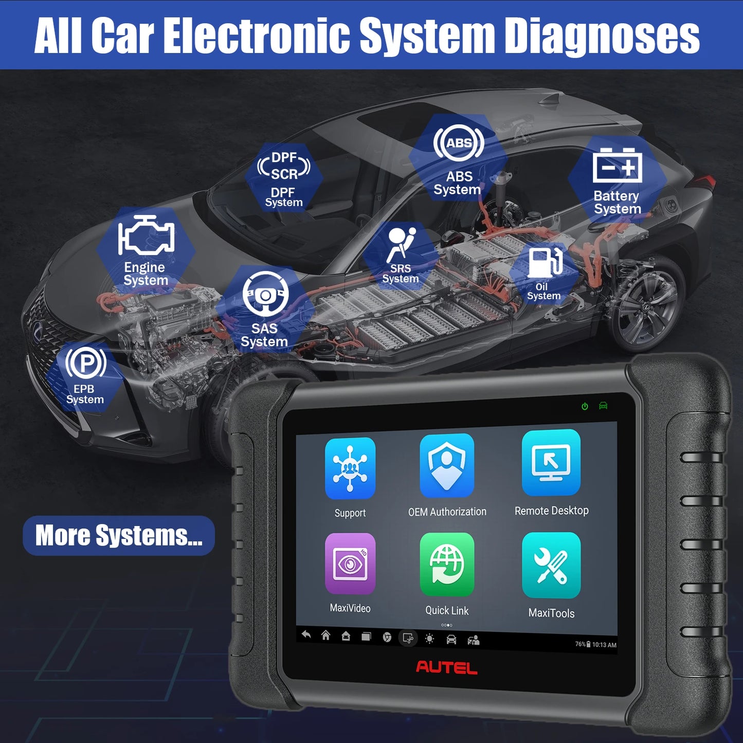 Autel Maxicheck MX808S Full System Diagnostic Tool with 36+ Special Functions Read/ Erase Fault Codes Upgrade Version of MX808