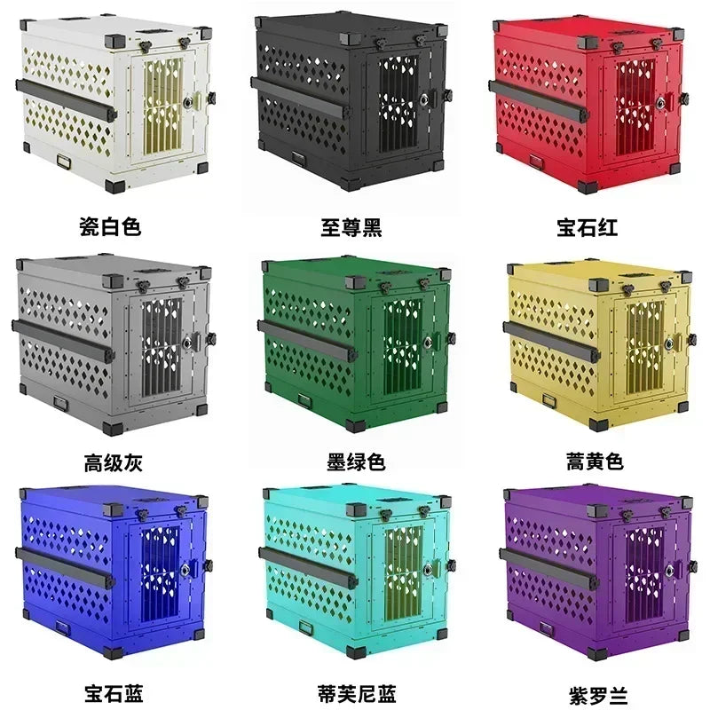 Heavy Duty Collapsible Dog Crate - Premium Aluminium Alloy for Medium to Large Breeds, Perfect for Travel and Camping