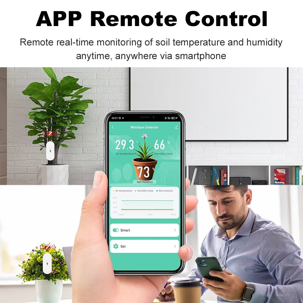 Smart Zigbee Soil Moisture Sensor Temperature and Humidity Meter Thermo Hygrometer Garden Automation Irrigation Detector