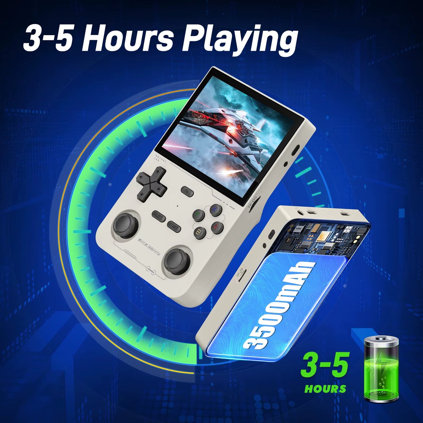 Open Source K36 Retro Handheld Video Game Console 16000 Games Emulator for PS1/PSP/DC/N64/SS 500Nit 3.5 Inch IPS Screen