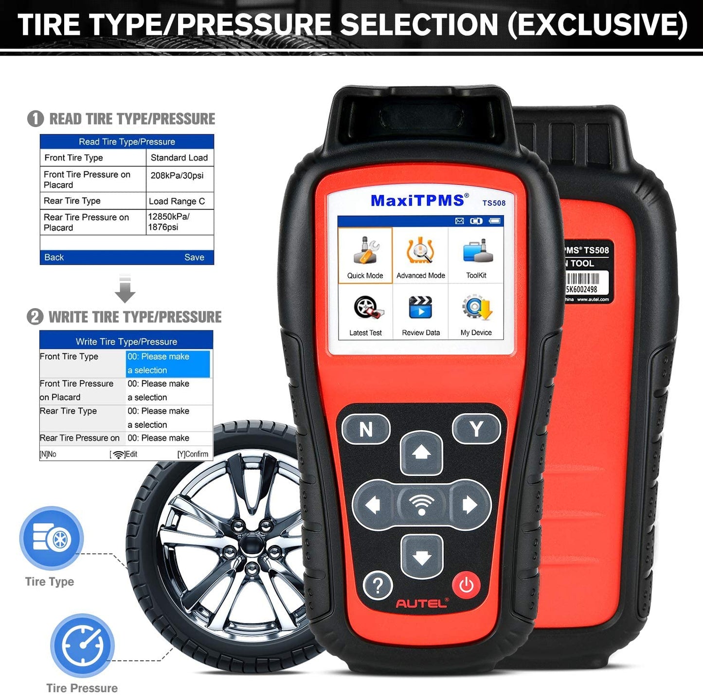 l Maxitpms TS508WF TPMS Tool Sensor Progarmming/ Relearn/ Activate TPMS Reset Read/Clear TPMS Dtcs