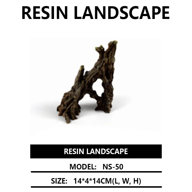 Fish Tank Reptile Box Landscaping Decoration Creative Resin Ornament Lizard Gecko Tree Root Hide Cave Amphibians Terrarium Decor