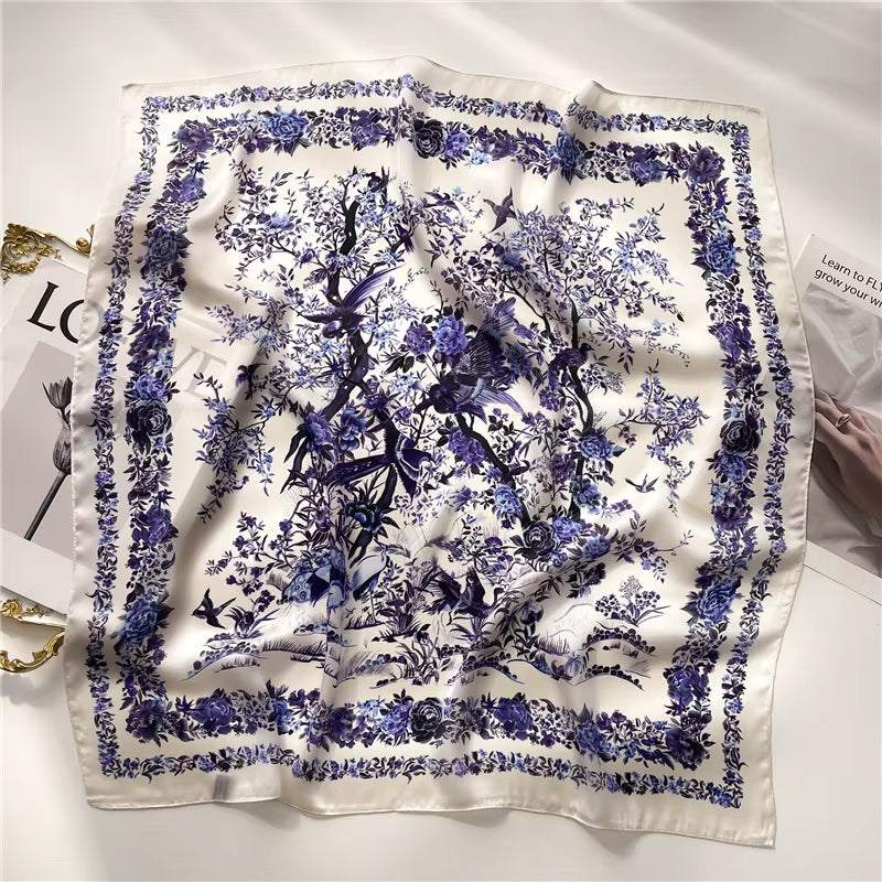 2025 New Fashion 70X70Cmprinted Women'S Scarf Pashmina Silk Scarf Square Shawl Decorative Headband Neck Luxury Design Bandana