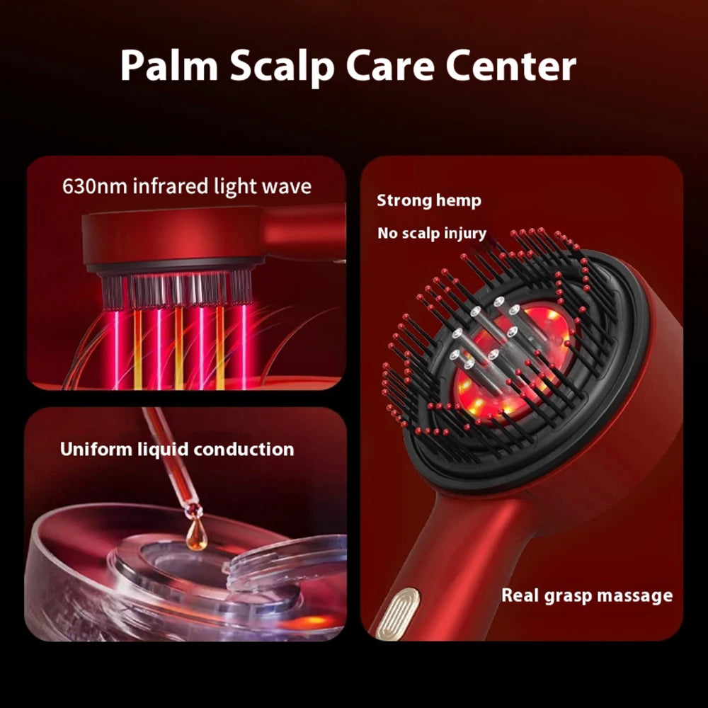 Electric Vibration Massage Comb with Red Light Therapy for Hair Growth and Scalp Care, Anti-Hair Loss Liquid Oil Applicator