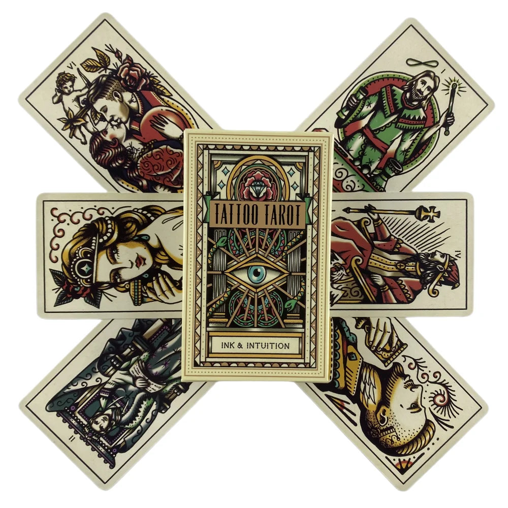 Tattoo Tarot Cards a 78 Deck Oracle English Visions Divination Edition Borad Playing Games