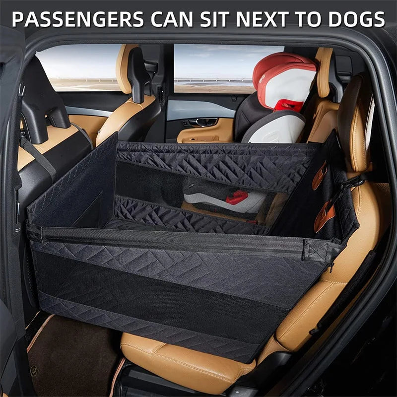 Portable Dog Car Rear Seat Protective Cover Waterproof Dirt Resistant Pet Seat Cover Black Shoulder Strap Hammock Travelmattress