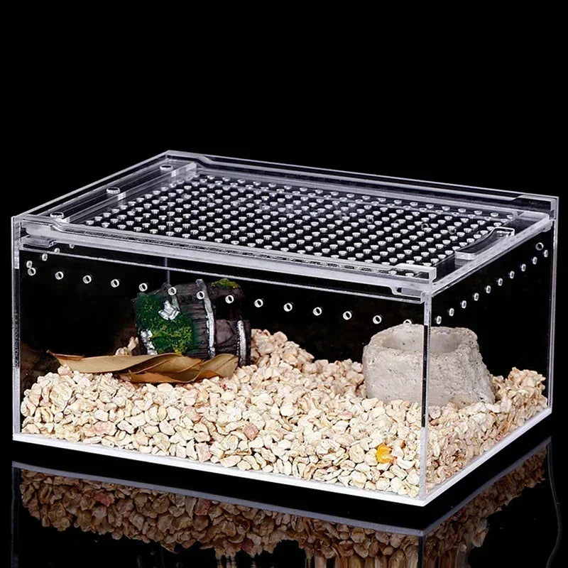 Transparent Acrylic Reptile Breeding Box Spider Lizard Amphibian Terrarium Leak-Proof Pet Habitat Arboreal Tarantula Enclosure