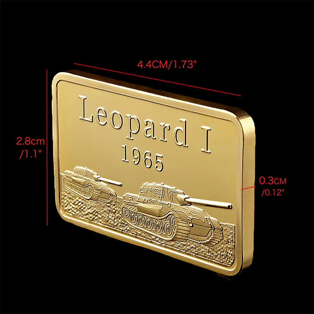 1965 German Leopard Tank Deutsche Panzerdivision Replica Gold Bars 999/1000 Challenge Coins/Bar Collection