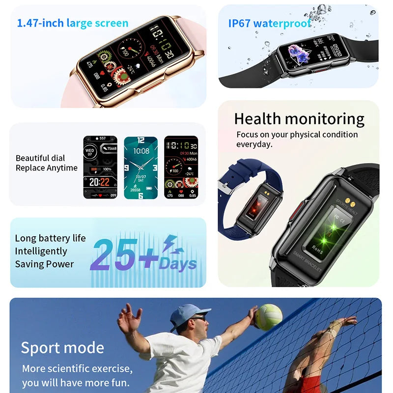 Android IOS Smart Bracelet Women Smartwatch Men Heart Rate Blood Oxygen Waterproof Sport Smart Band Watch for Ladies +Gift