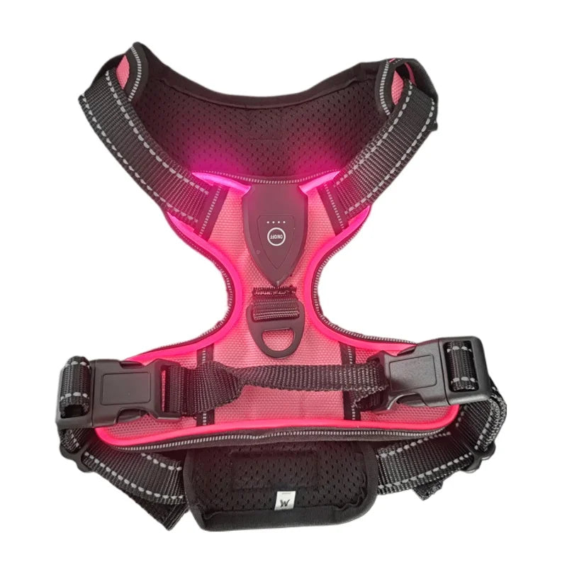 Illuminate Your Dog's Safety: Rechargeable LED Glowing Harness with Three Light Modes for Nighttime Walks