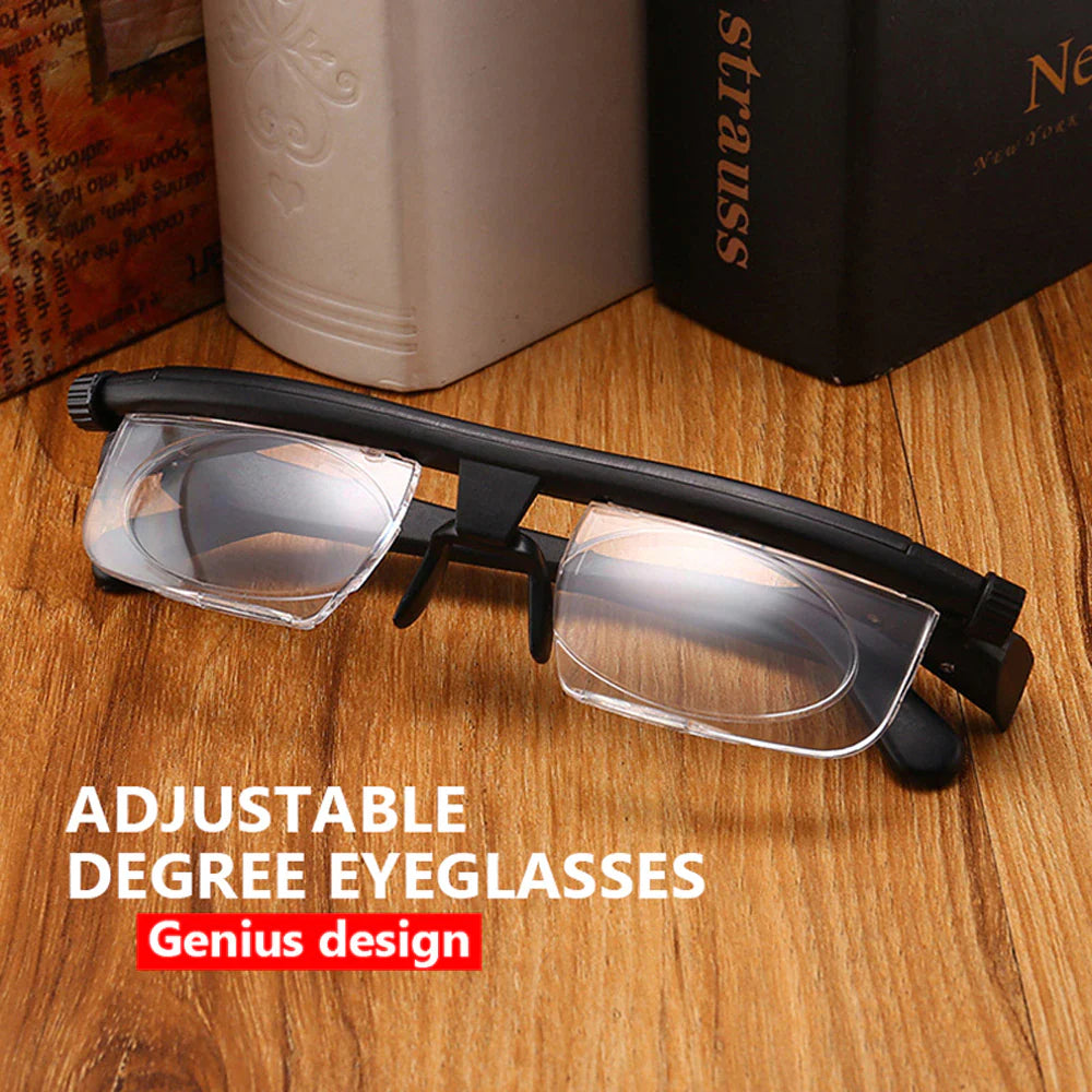 Dial Adjustable Glasses Variable Focus for Reading Distance Vision Eyeglasses US