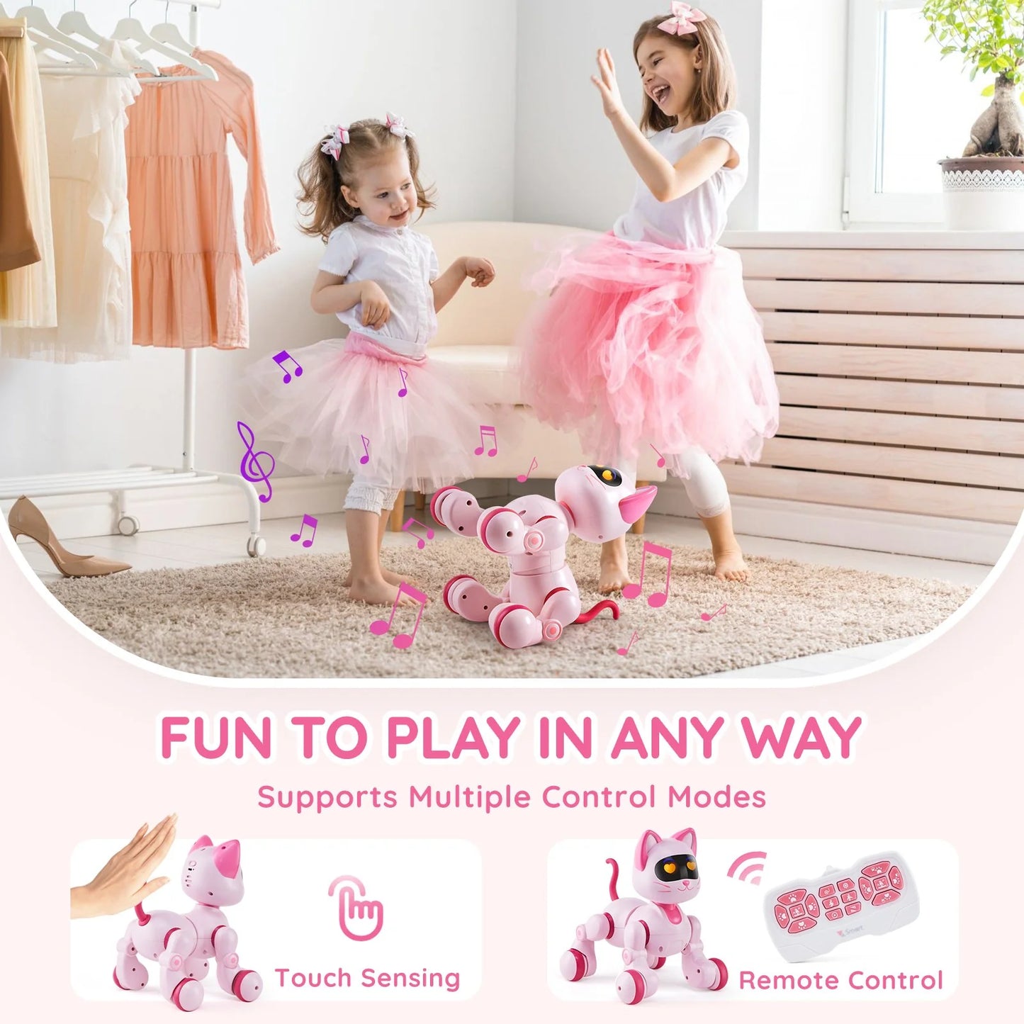 RC Robot Cat Toy for Kid Talking Dancing Touch Remote Control Programmable