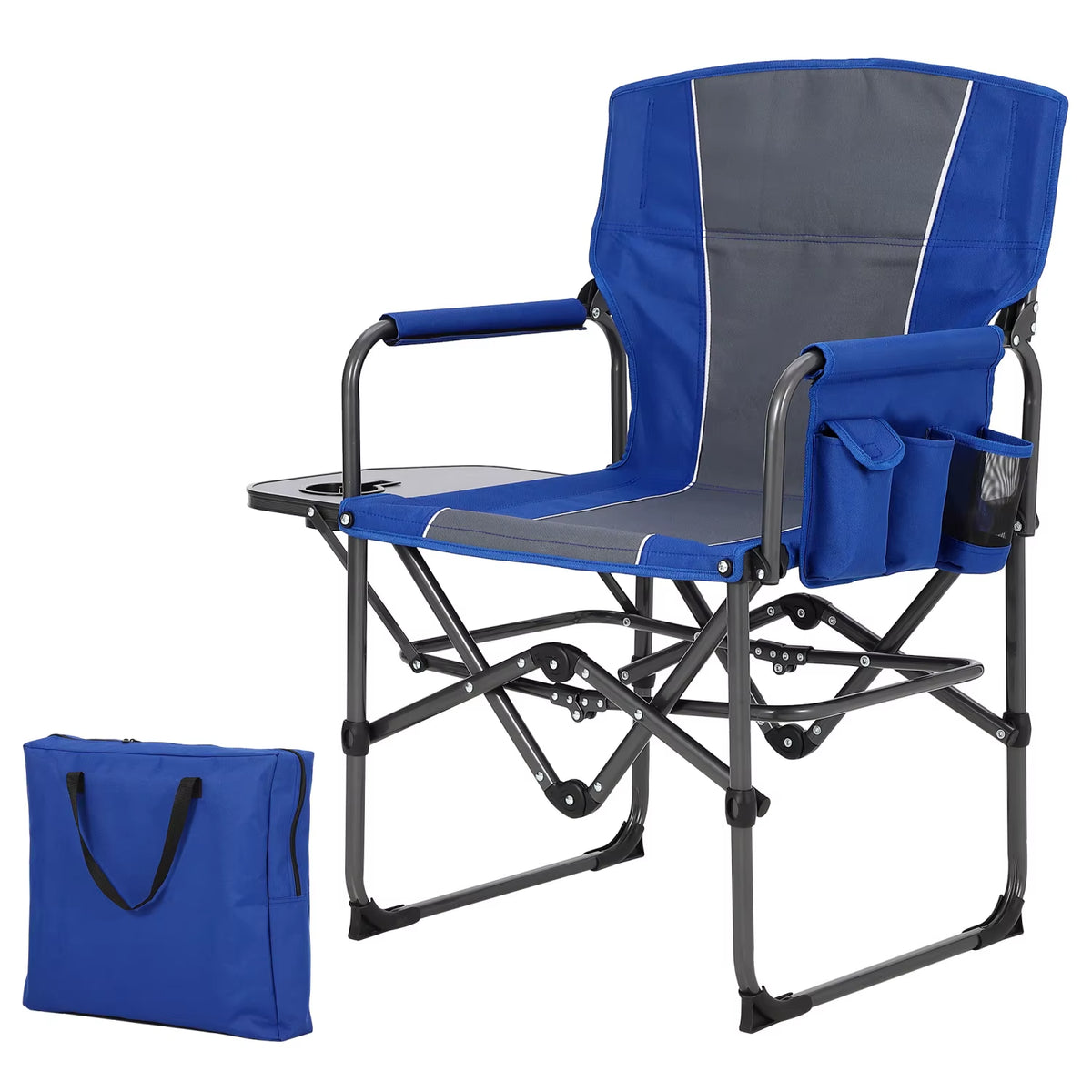 Oversized Heavy-Duty Folding Directors Chair for Adults - Available in 1 or 2 Pack, 400 lbs Capacity, Portable Camping Chair with Side Table, Cup Holder, and Side Pocket for Camping, Beach, Garden, and RV Use