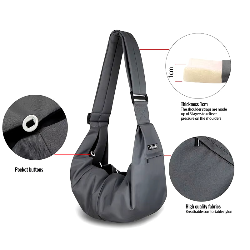 Stylish Pet Sling Carrier Bag for Small Dogs and Cats - Portable Nylon Shoulder Messenger for Outdoor Adventures