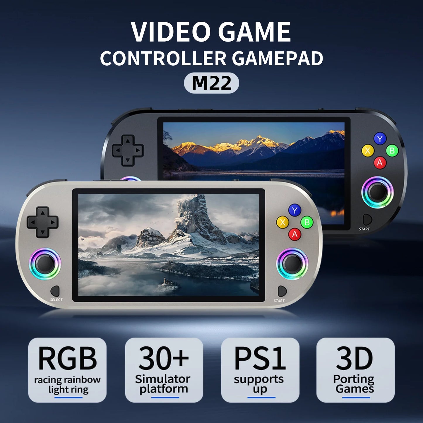 New 128GB M22 Pro Portable Pocket Retro Handheld Video Game Console 5.0 Inch IPS Screen 1920*1080 Display Support LINUX Emelec