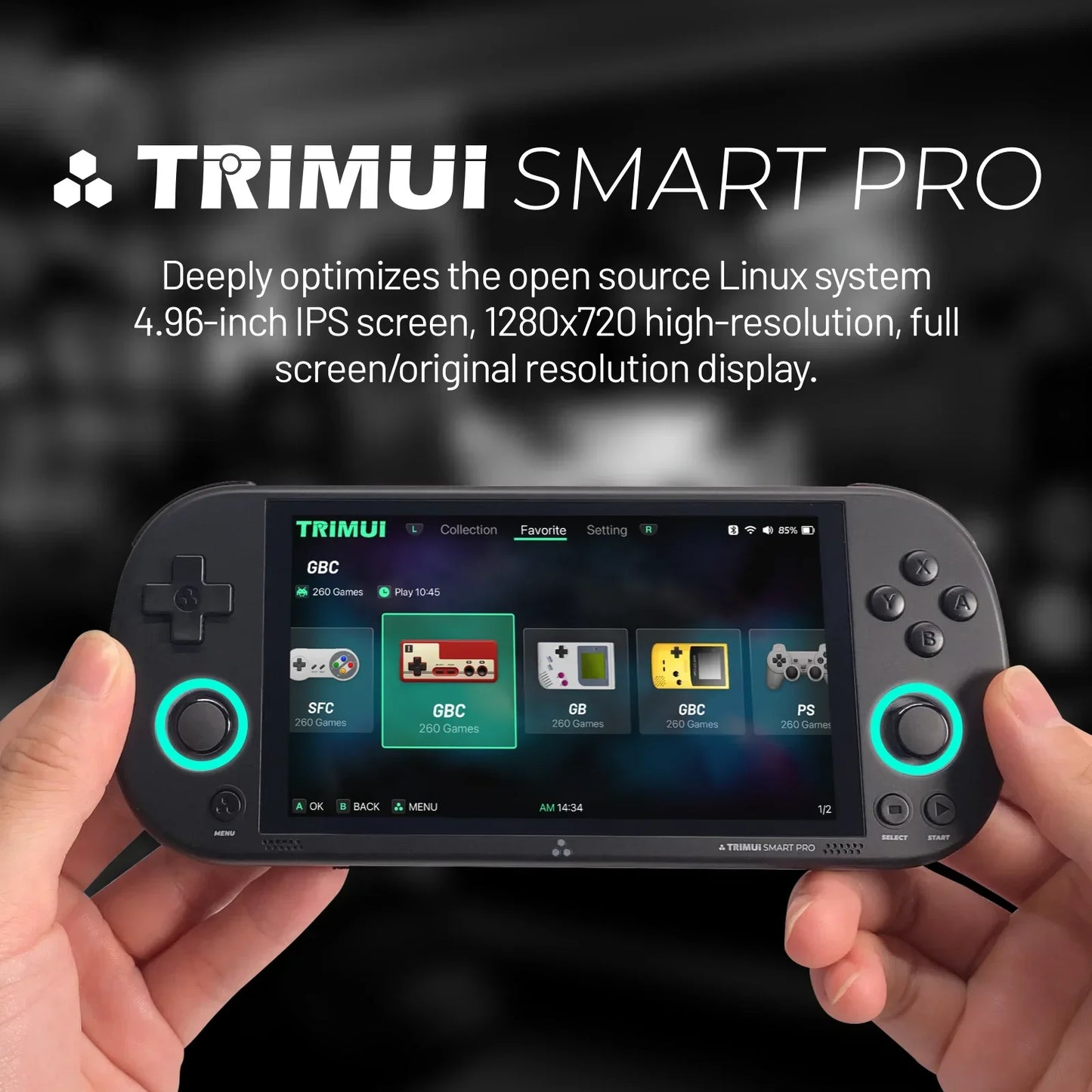 Smart Pro Handheld Game Console 4.96''IPS Screen Linux System Joystick RGB Lighting Smartpro Retro Video Game Player Gift