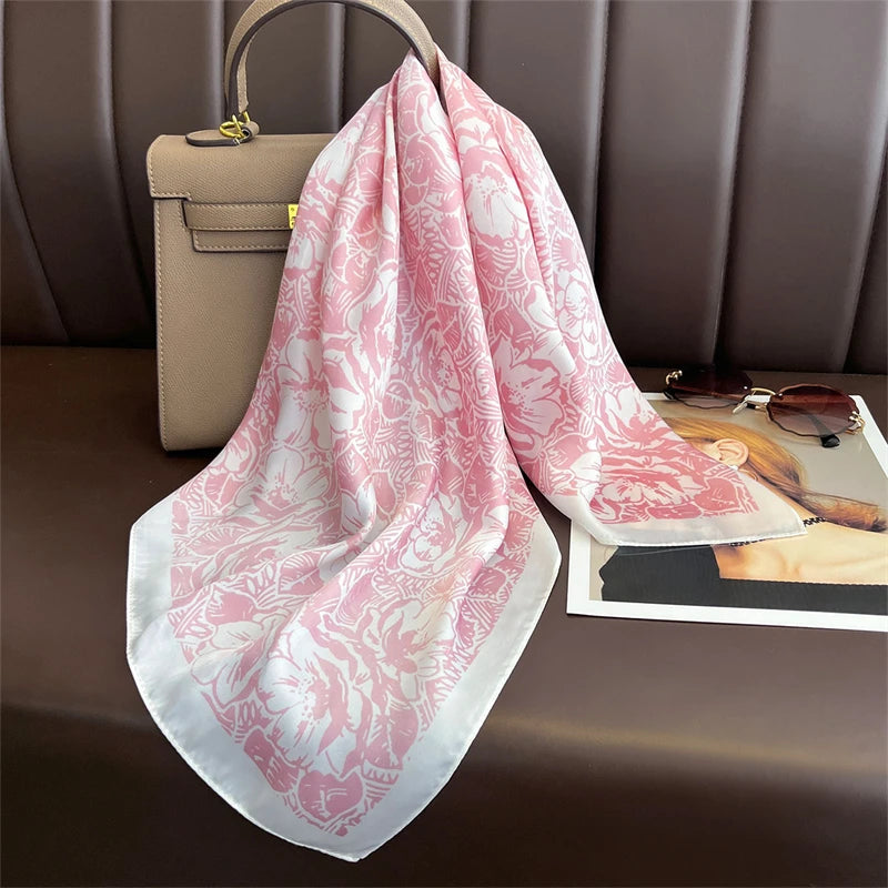 2025 New Fashion 70X70Cmprinted Women'S Scarf Pashmina Silk Scarf Square Shawl Decorative Headband Neck Luxury Design Bandana