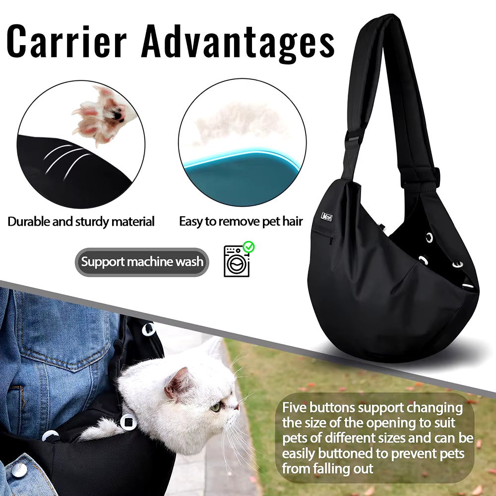 Stylish Pet Sling Carrier Bag for Small Dogs and Cats - Portable Nylon Shoulder Messenger for Outdoor Adventures