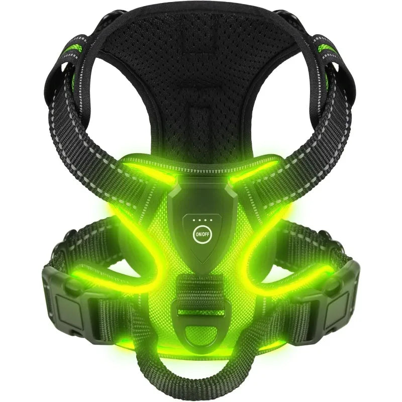 Illuminate Your Dog's Safety: Rechargeable LED Glowing Harness with Three Light Modes for Nighttime Walks