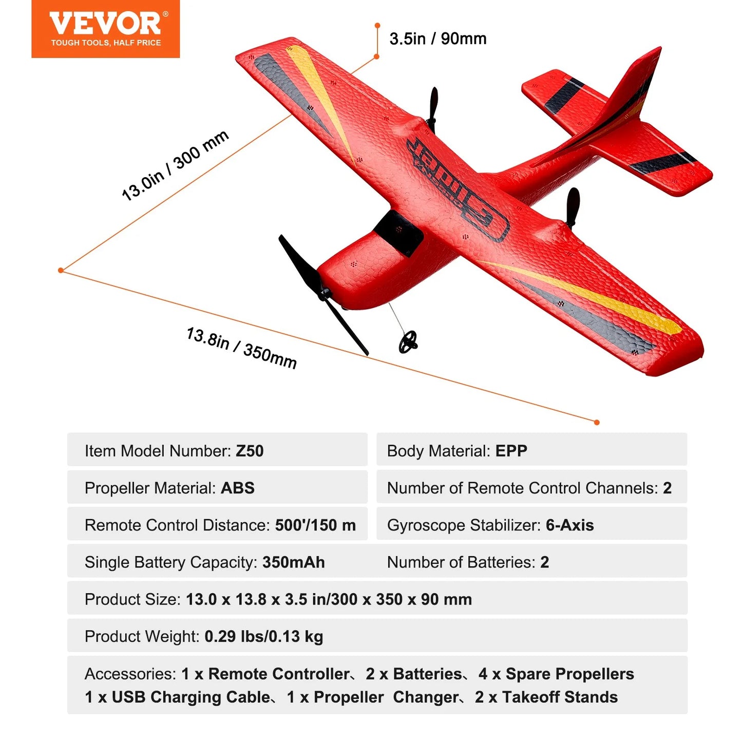 RC Airplane EPP Foam RC Plane Toy with 2.4 Ghz Remote Control 2 Batteries