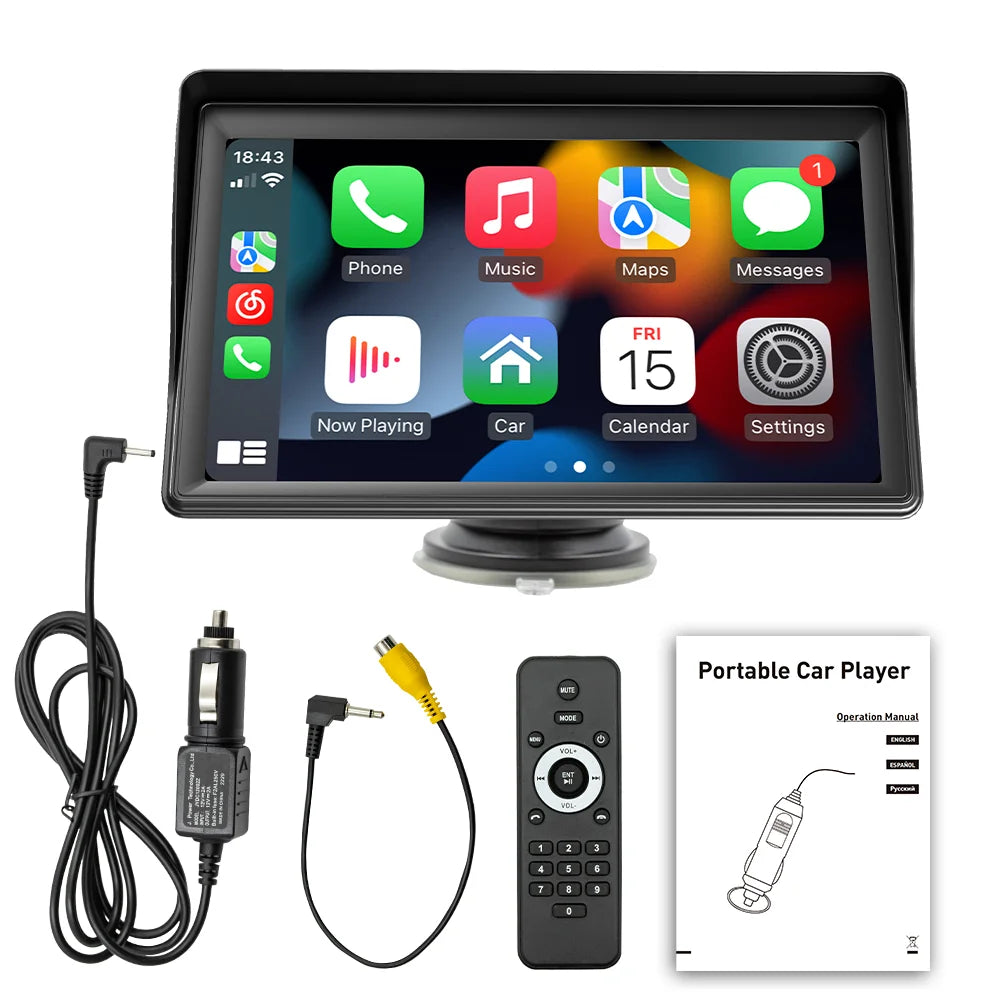 Universal 7" HD Portable Car MP5 Wireless Android Auto/Carplay BT Mirrorlink Car Player Remote Control Cat Stereo